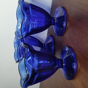 Blue Glass Sunday Cups Vintage Antique Decor